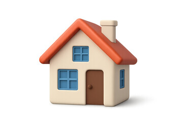 3d cartoon house icon presenting concepts of home, real estate, and property on transparent background