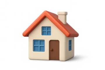 3d cartoon house icon presenting concepts of home, real estate, and property on transparent background