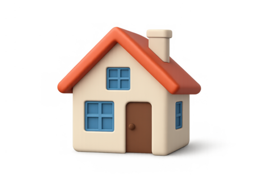 3d cartoon house icon presenting concepts of home, real estate, and property on transparent background