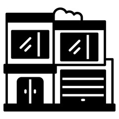 Modern House Black Fill Icon