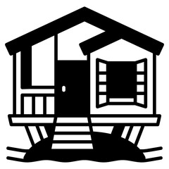 tropical house Black Fill Icon