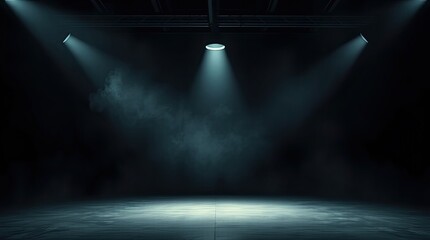 Fototapeta premium Dark Dramatic Studio Background with Spotlight and Smoky Atmosphere