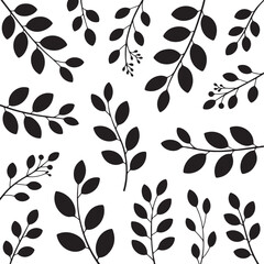 Black botanical leaf pattern