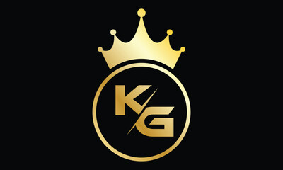 Fototapeta premium abstract creative golden gradient KG crown letter logo.