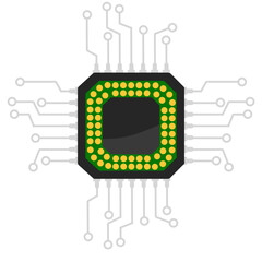 Microchip IC Processor Component Ball Grid Array Package Technology Illustration
