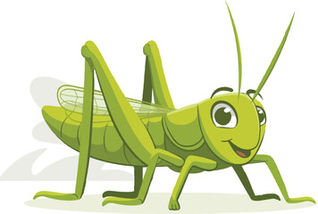 green grasshopper on a white background