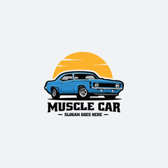 Classic muscle car logo vector design illustration. Best for classic automotive related design inspiration