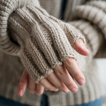 Calidez en tus manos: Guantes de lana sin dedos con punto trenzado para el confort de invierno