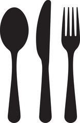 MobSpoon, knife, fork icon set, Dining silverware Silhouette