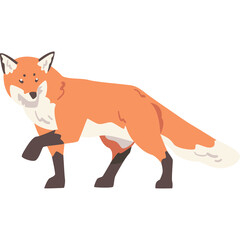 Pixel Art Orange Fox Standing With One Paw Raised Against White Background