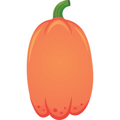 Pixel Art Orange Pumpkin With Green Stem And Speckles On A Transparent Background