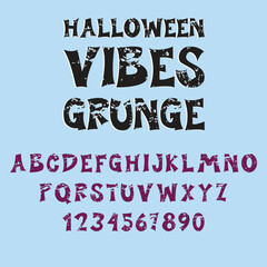 Halloween Vibes Grunge Font features spooky, distressed lettering with a bold grunge texture. Perfect for Halloween posters, horror designs, party invites, and eerie seasonal projects.