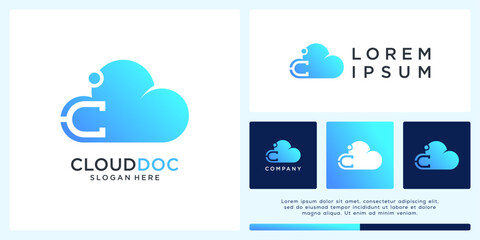 Obraz premium Cloud doc logo design template