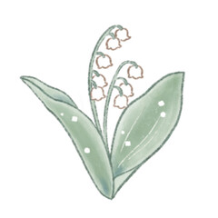 Soft Colored-Pencil Illustration of Gentle-Hued Lily of the Valley　ふんわり色鉛筆風タッチの、やさしい色合いの鈴蘭のイラスト