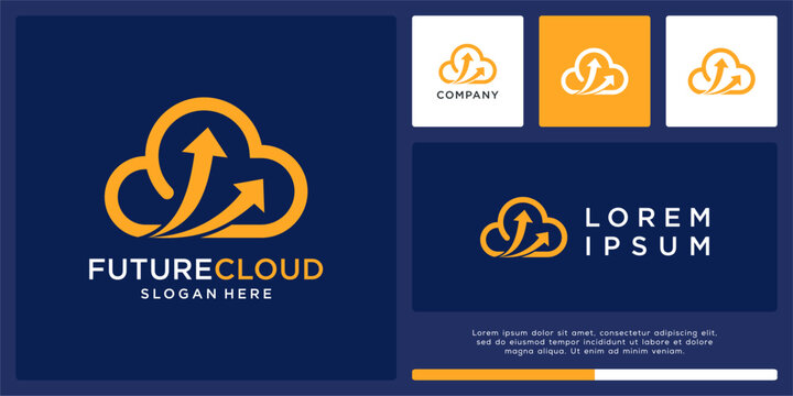 Future cloud logo design with up arrow