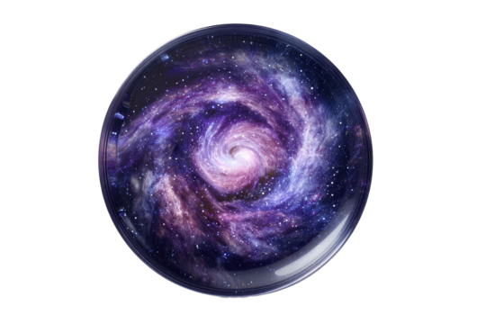 Swirling, cosmic galaxy in a transparent, spherical orb - Powered by Adobe