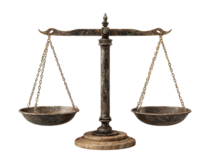 Rusted metal scales balanced on dark background