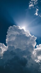 Dramatic sunbeams pierce through stormy, majestic clouds