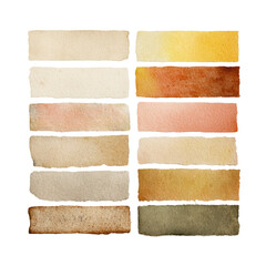 Distressed rectangle paper swatches, earthy tones