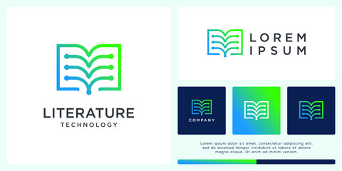 Literature tech logo design book shape