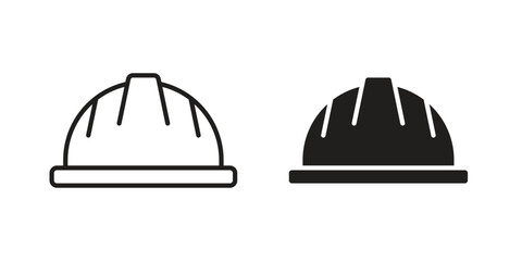 Construction safety helmet icon symbols. app and web UI solid and line icon, EPS10