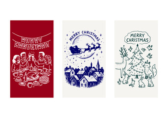 Christmas Story Card Illustration Vector by AZ for Social Media Asset, Postcard, Greeting Cards, Prints and Design