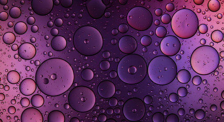 Abstract Purple Pink Oil Bubbles Droplets on Water Macro Background