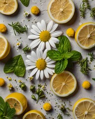 &ldquo;Chamomile and Mint Botanical Arrangement with Citrus&rdquo;