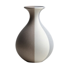 Minimalist vase, half brown, half white, against black