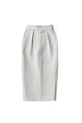 Creamy, fitted midi skirt with front pleats, on black back