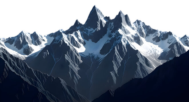 Majestic mountain peaks reaching towards the sky, beautiful snowy mountain range - Powered by Adobe
