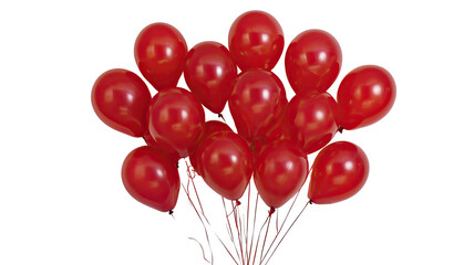 Group of shiny, inflated, red balloons on dark background