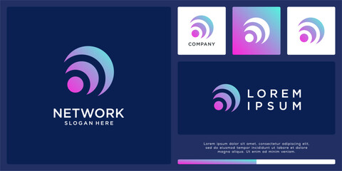 Global network logo design for signal symbol