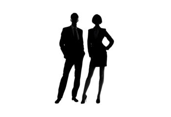 Silhouettes of business people on a transparent background. Business, economy, time, society, health, relationships. For designers, marketers, IT professionals. Popular image, illustration.