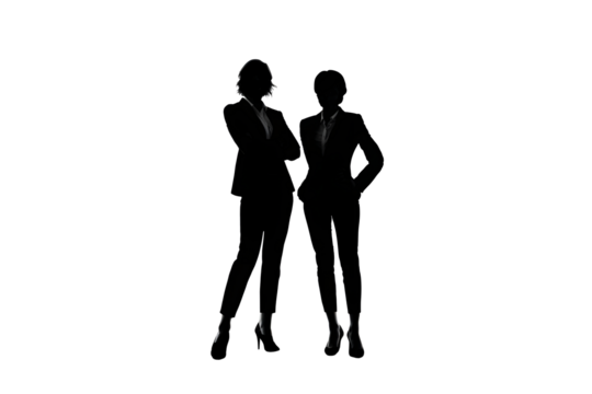 Silhouettes of business people on a transparent background. Business, economy, time, society, health, relationships. For designers, marketers, IT professionals. Popular image, illustration.