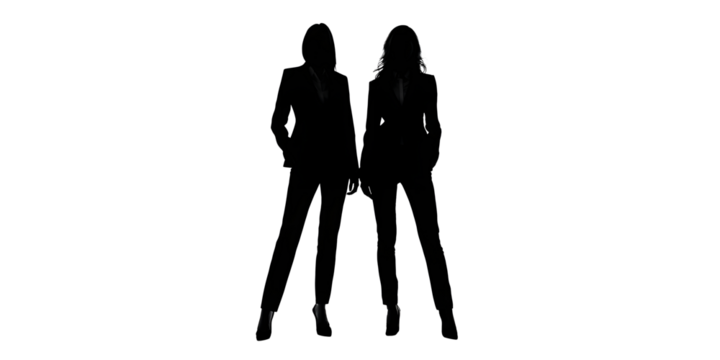 Silhouettes of business people on a transparent background. Business, economy, time, society, health, relationships. For designers, marketers, IT professionals. Popular image, illustration.
