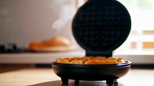 cooking waffle