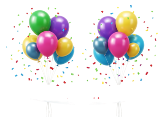 Festive colorful balloons for birthday celebration against a black background