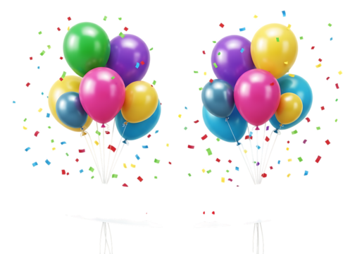 Festive colorful balloons for birthday celebration against a black background - Powered by Adobe