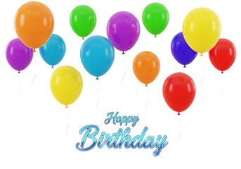 Colorful Birthday Balloons Bunch with Happy Birthday Wishes Celebration Design