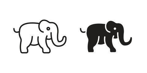 Elephant icon symbols. app and web UI solid and line icon, EPS10