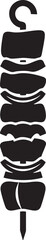 Black and white silhouette of a shish kebab
