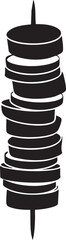Black and white silhouette of a vegetable skewer