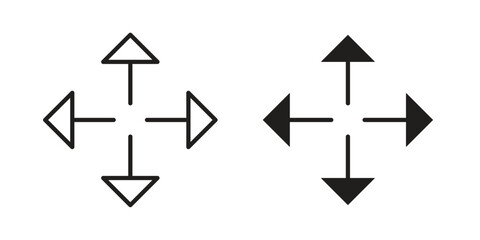 Four directions icon symbols. app and web UI solid and line icon, EPS10