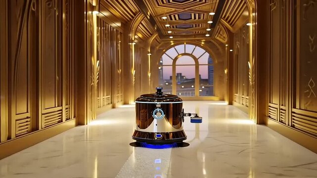 Opulent Hallway with Decorative Object and Architectural Details.