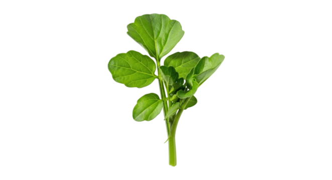 Fresh watercress isolated on transparent background, a leafy green vegetable often used in salads and soups, known for its peppery flavor