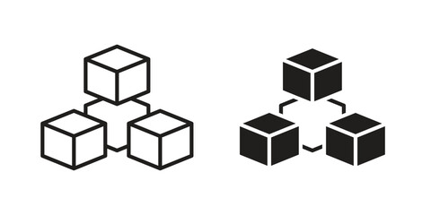 Interconnected icon symbols. app and web UI solid and line icon, EPS10