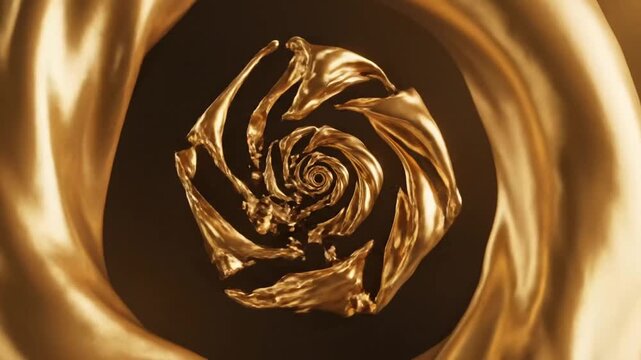 Golden faceted jewel encircled by flowing metal