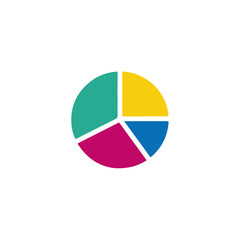 Vibrant Pie Chart with Four Colored Sections on White