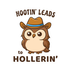 Cute Cowboy Owl with Western Hat